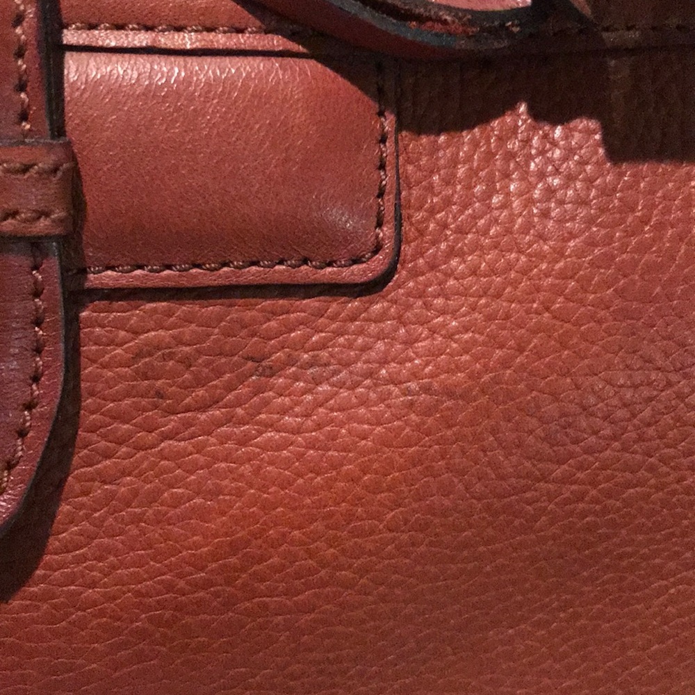 LC Liz Claiborne Brown Cowhide Leather Satchel - Picture 4 of 15